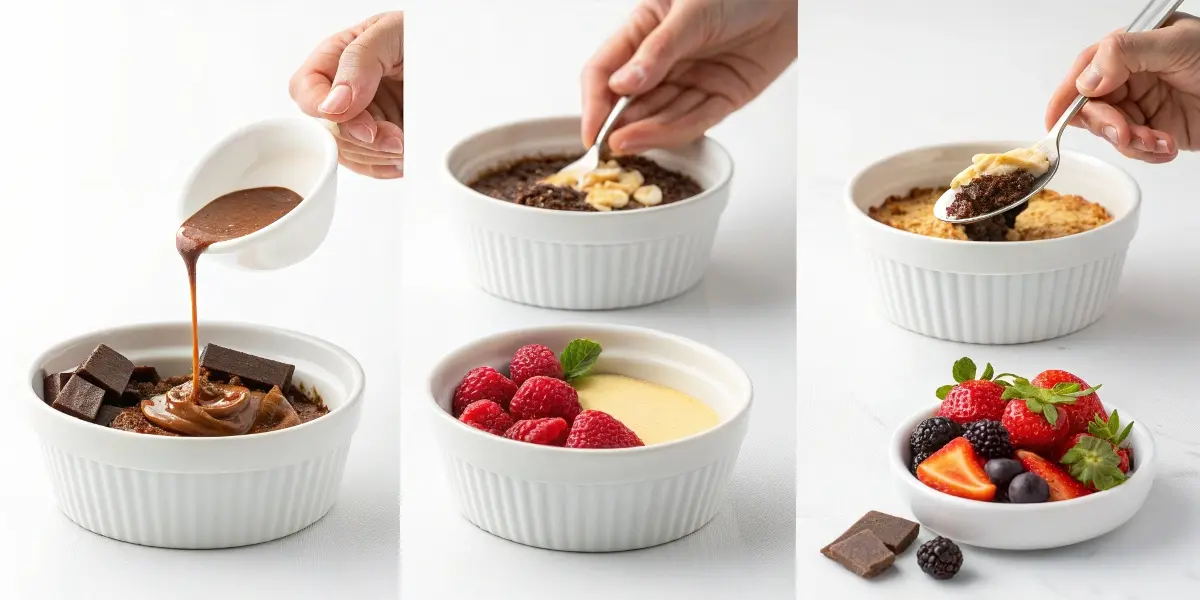 "Step-by-step cooking process for making perfect easy dessert recipes recipe on white background"