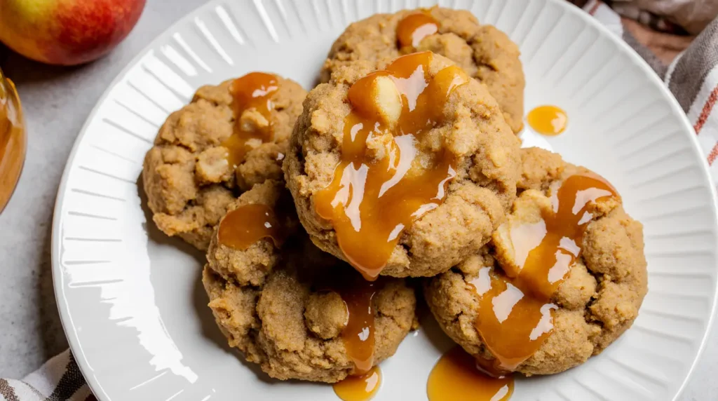 Final plated Caramel Apple Cookies recipe with natural golden texture
Caption: The finished Caramel Apple Cookies recipe — naturally golden and ready to serve
