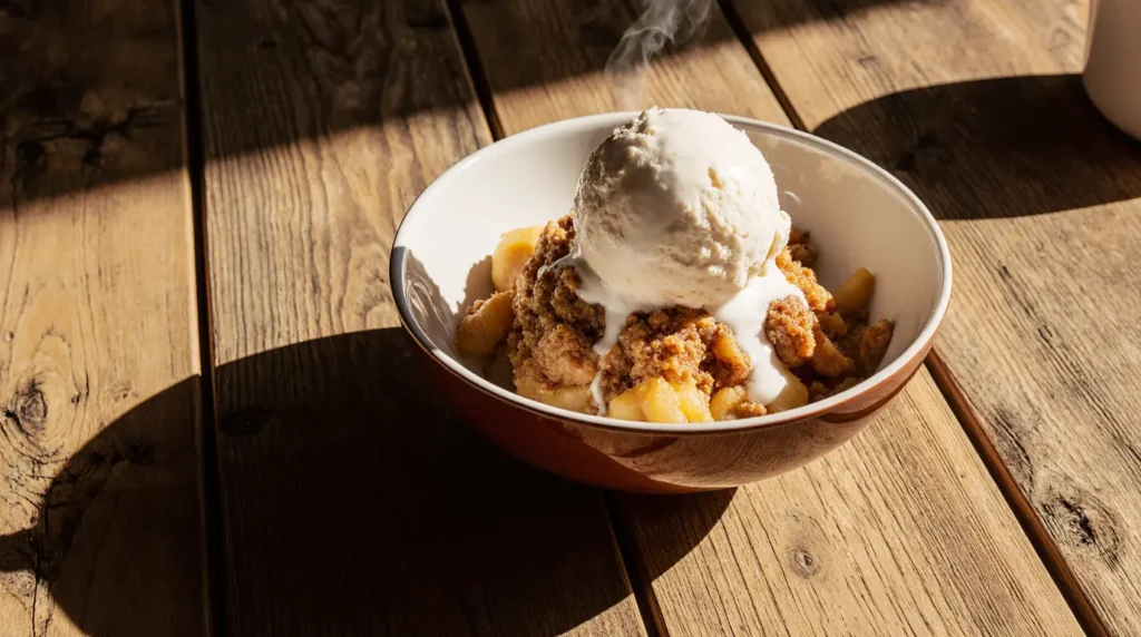 Final served easy apple crisp recipe no oats with vanilla ice cream
