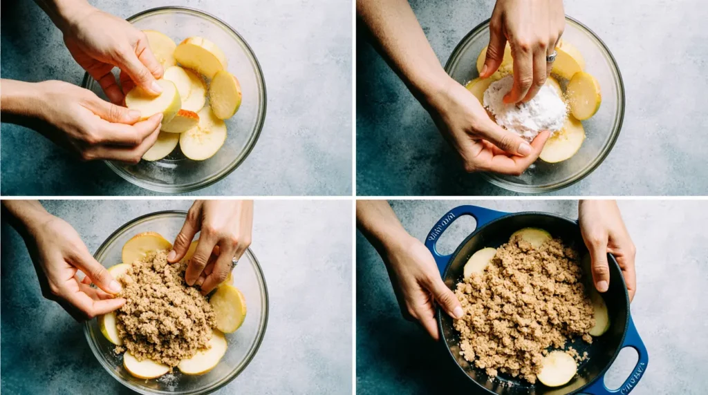 Step-by-step preparation process for easy apple crisp recipe no oats