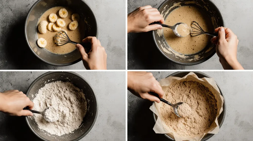 Step-by-step process for making healthy banana bread recipe