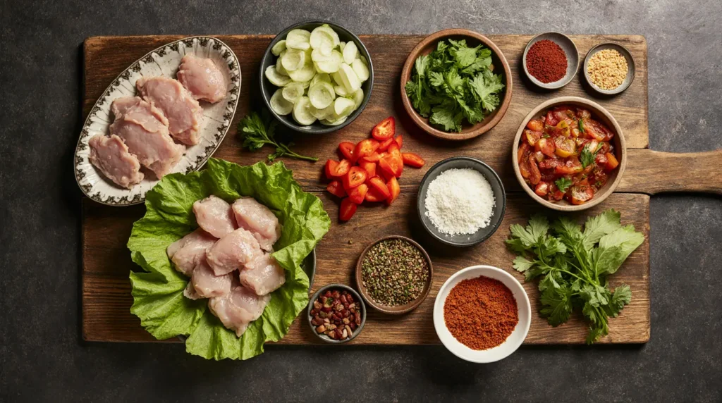 Fresh ingredients for homemade bang bang chicken casserole recipe
