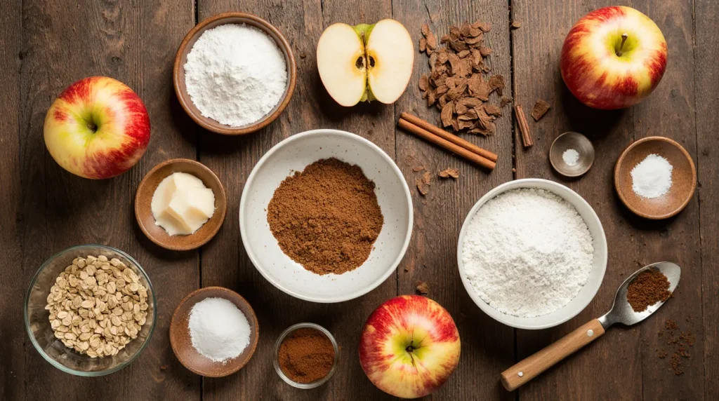 Six simple ingredients for homemade easy apple crisp recipe no oats