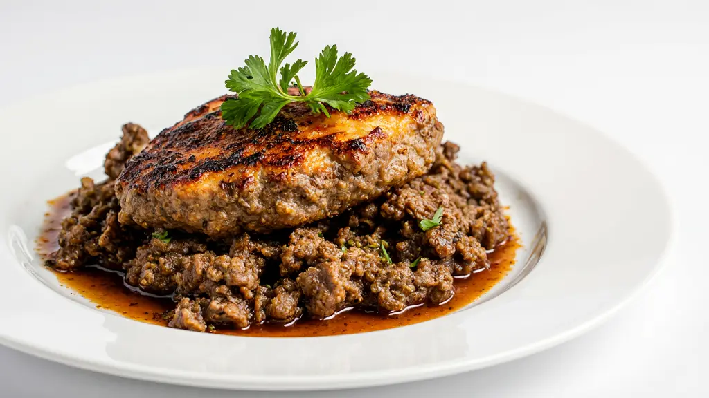 "Freshly cooked easy ground beef recipes for dinner with golden crispy texture on white plate"