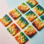 rainbow jello sugar cookies recipe card square