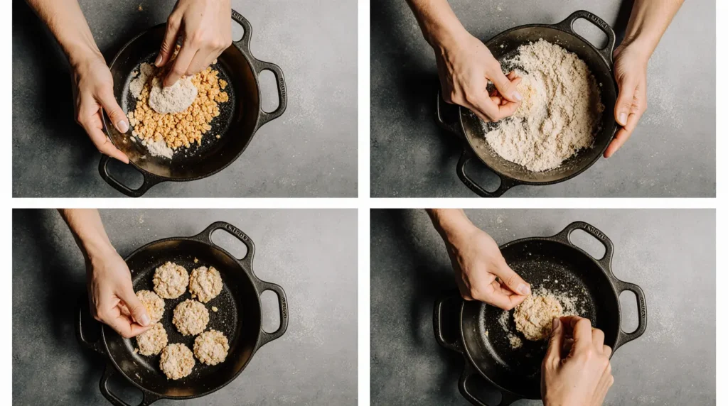 Step-by-step preparation process for Ritz Cracker Chicken Casserole recipe shown naturally