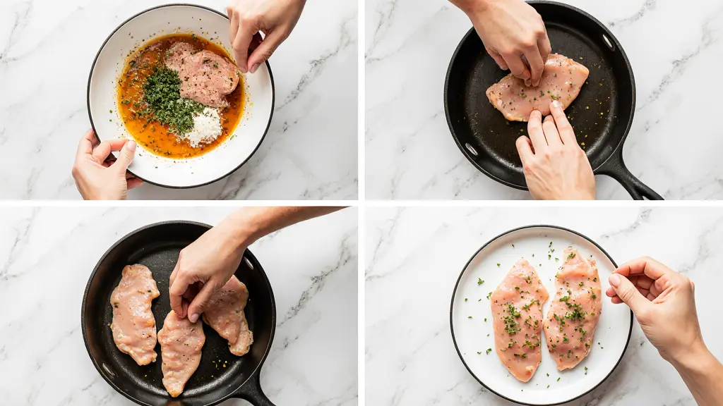 Step-by-step preparation process for Thin Sliced Chicken Breast Recipes shown naturally