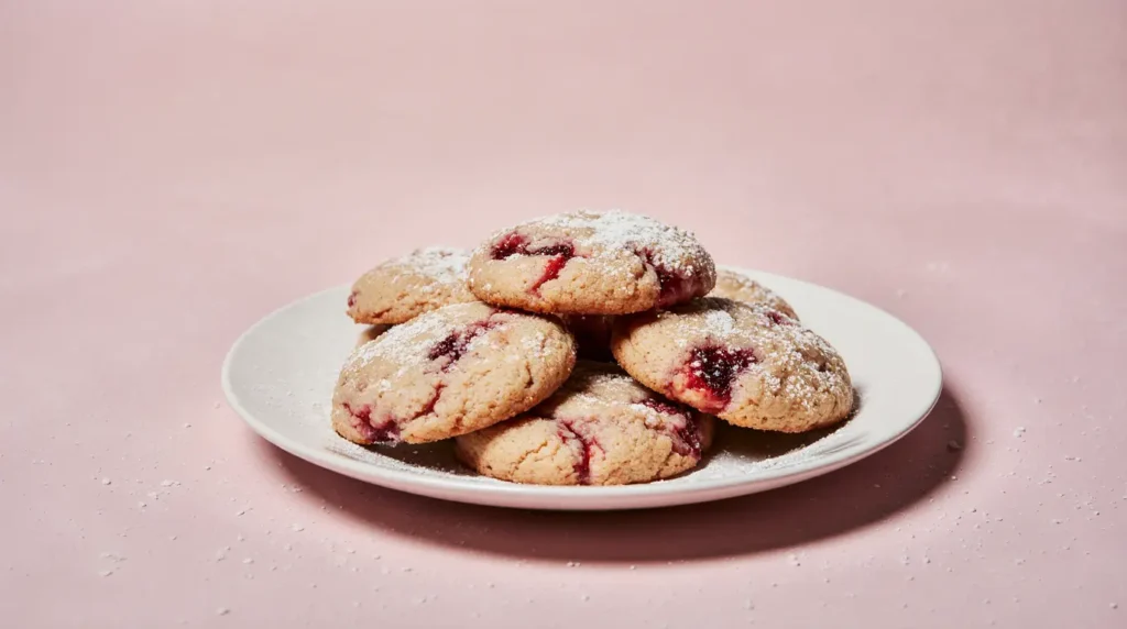 Strawberry Sugar Cookies Recipe 5 Final plated Australian strawberry sugar cookies ready for serving