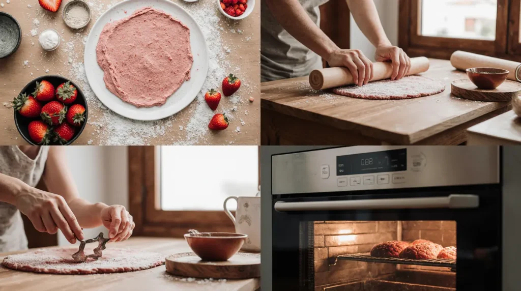 Strawberry Sugar Cookies Recipe 2 Step-by-step preparation process for Australian strawberry sugar cookies