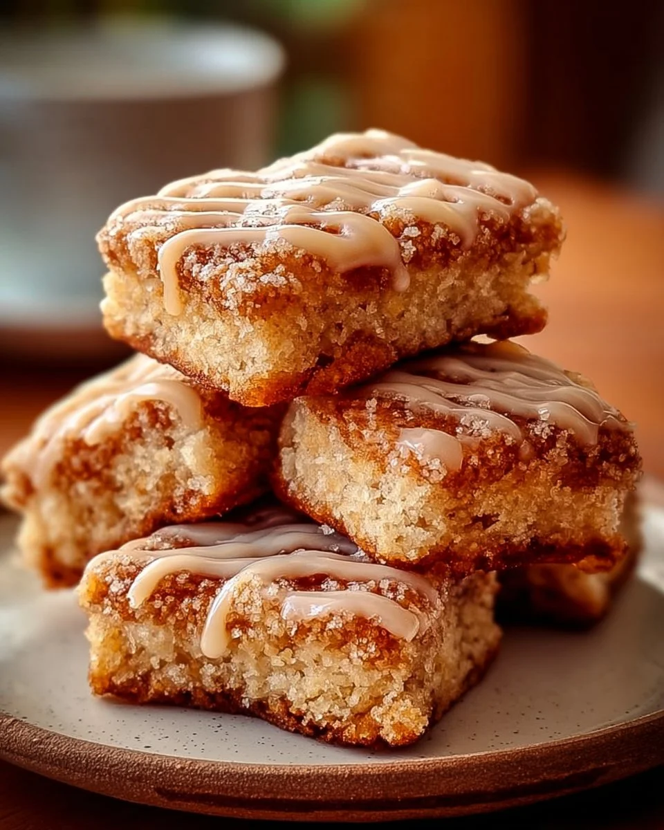 Baked maple donut bars featuring a golden glaze and fluffy texture.
