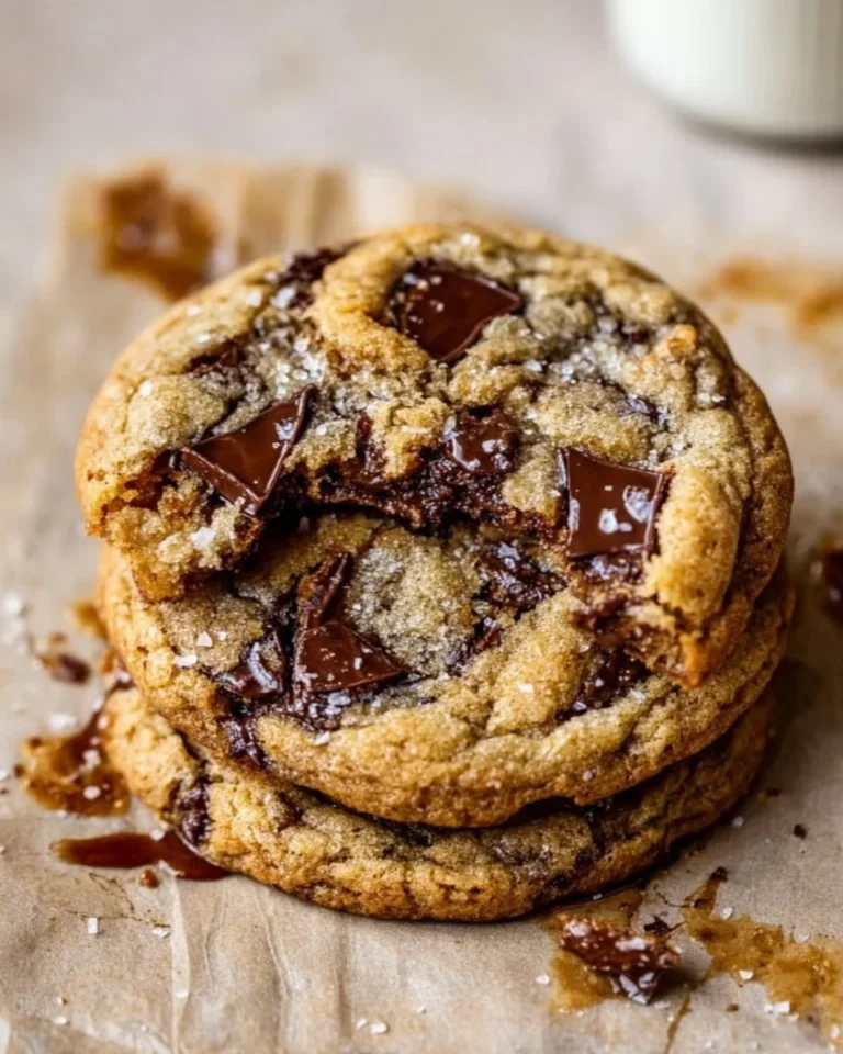 Browned butter toffee chocolate chip cookies on a plate