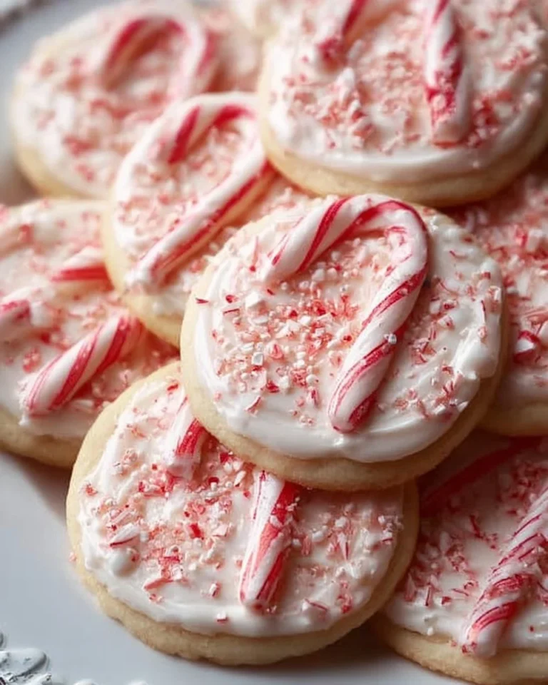 Delicious Candy Cane Frosted Cookies with festive decorations