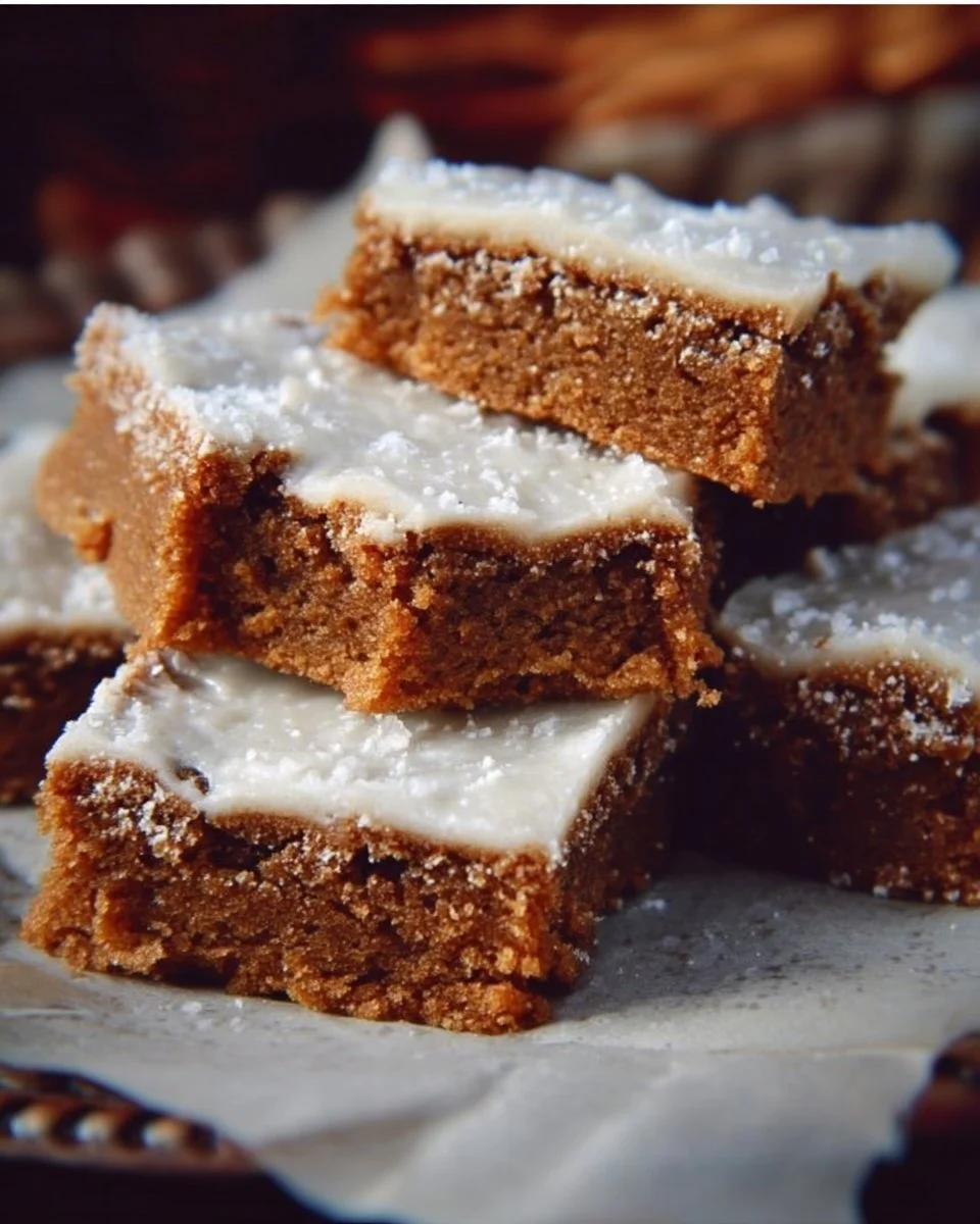 Chewy gingerbread bars with warm spices and a soft texture.