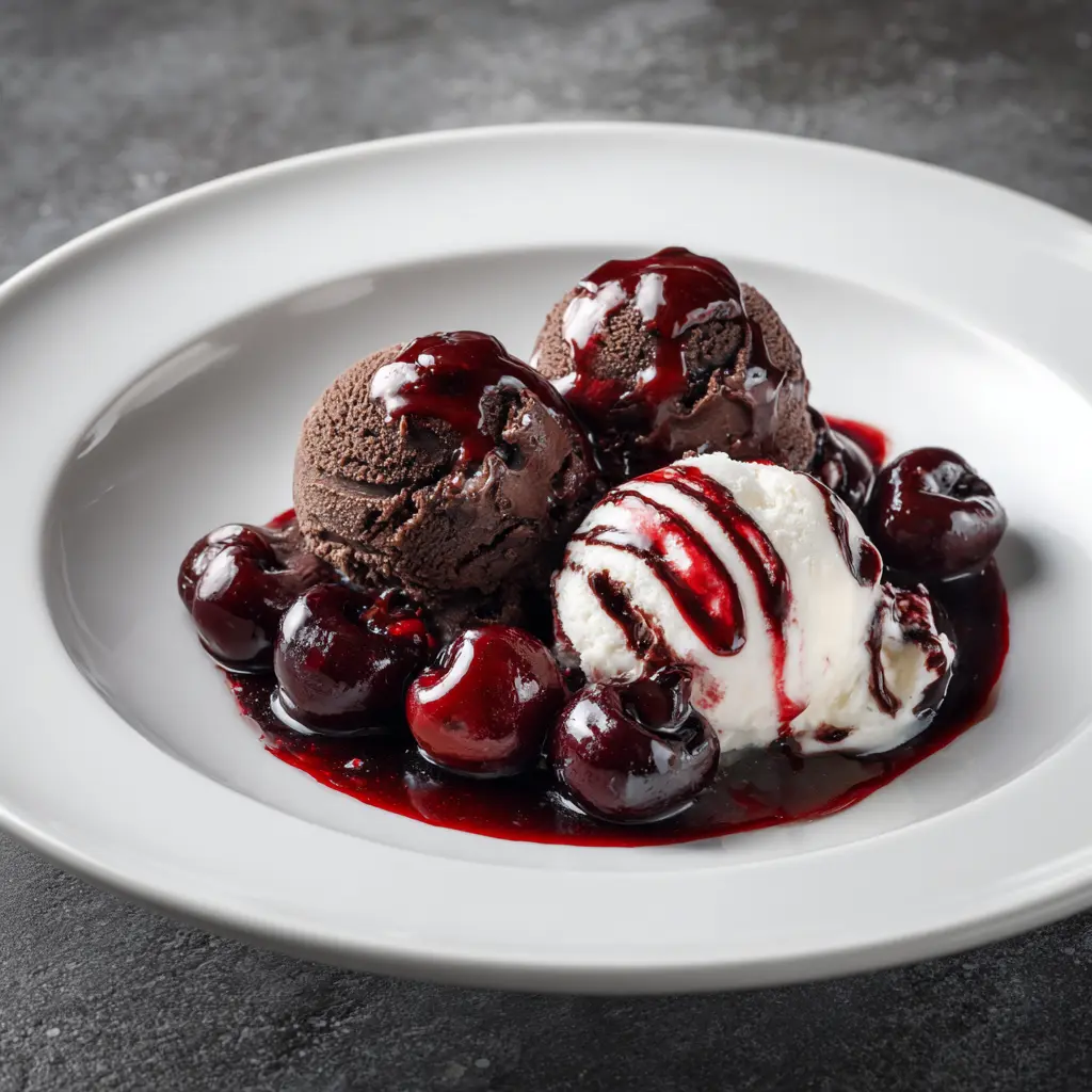 Chocolate cherry jubilee recipe variation with dark chocolate and cherries