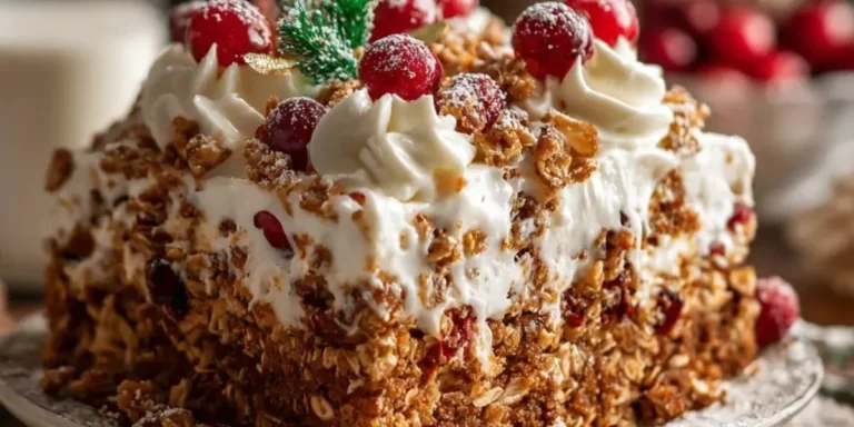 Delicious Christmas Crunch Cake decorated for holiday celebrations