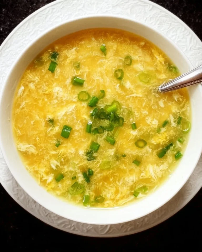 Bowl of homemade easy 10-minute Egg Drop Soup garnished with green onions