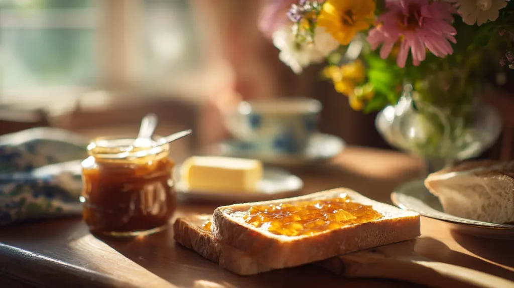 Toast with Pineapple Jam Recipe at a sunlit breakfast table