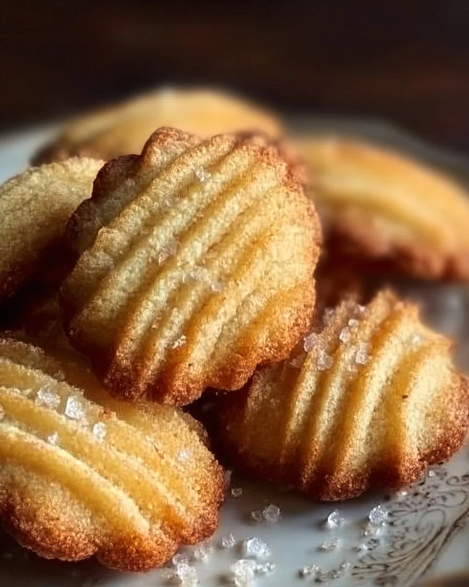 Freshly baked French salted butter cookies on a baking tray