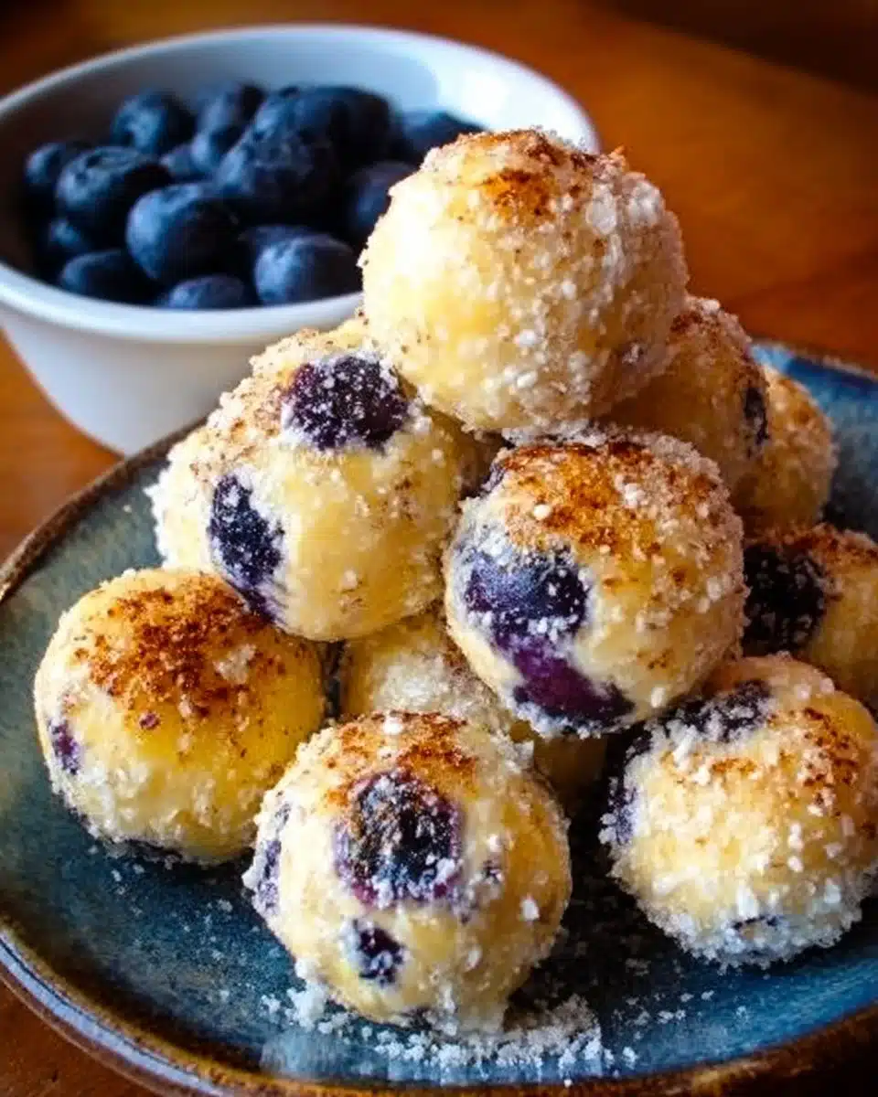Lemon Blueberry Cottage Cheese Protein Bites on a white plate