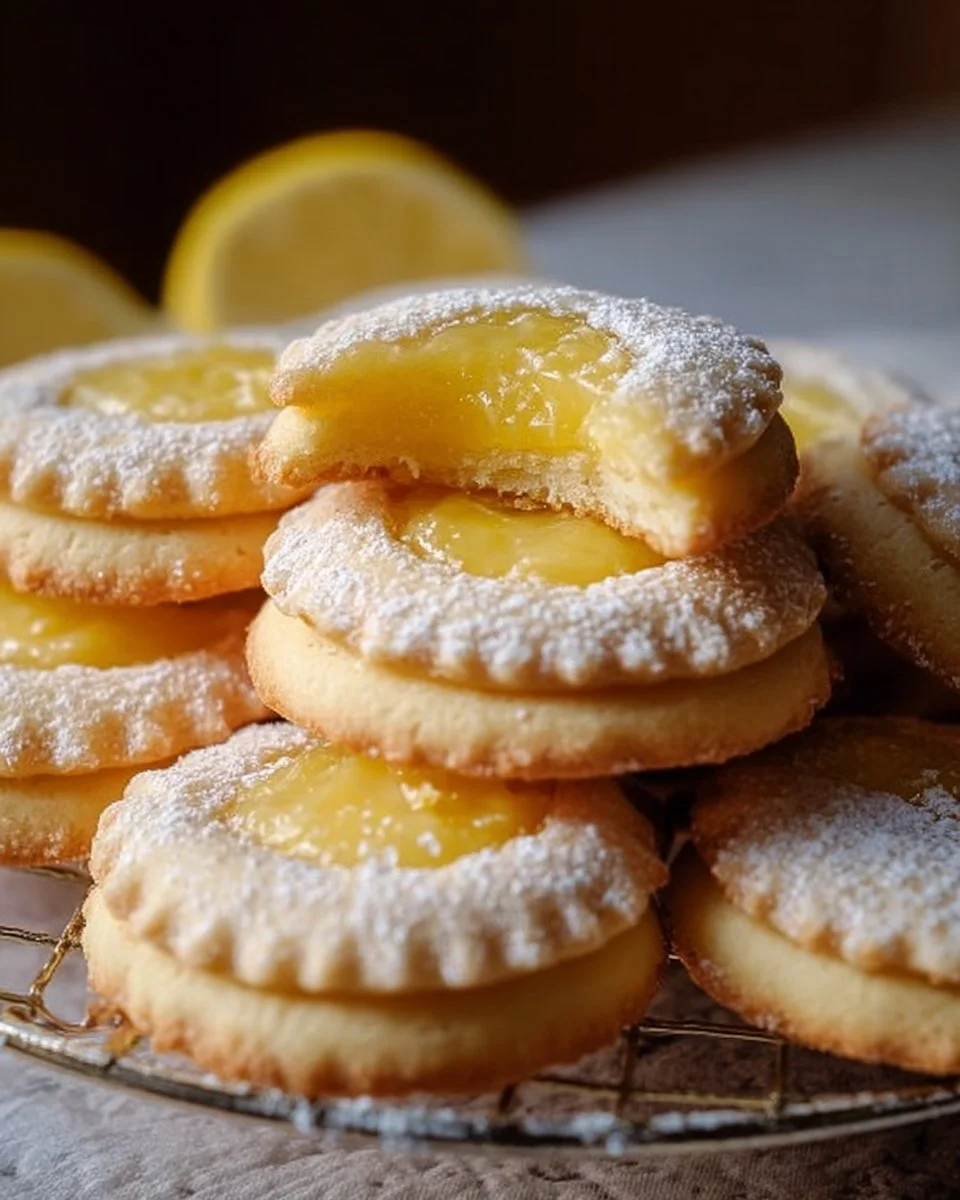 Freshly baked lemon curd cookies with a zesty citrus flavor