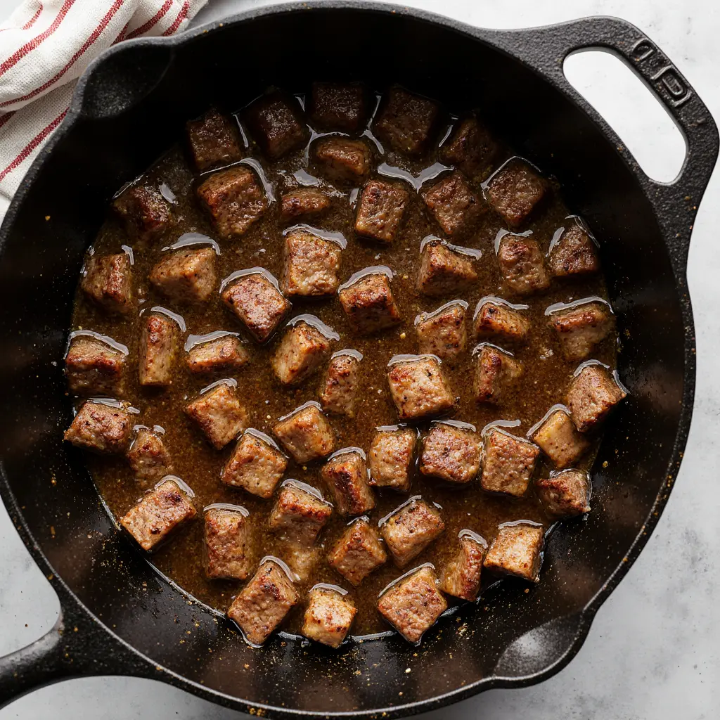 Marinating beef for BBQ Beef Skewers Recipe