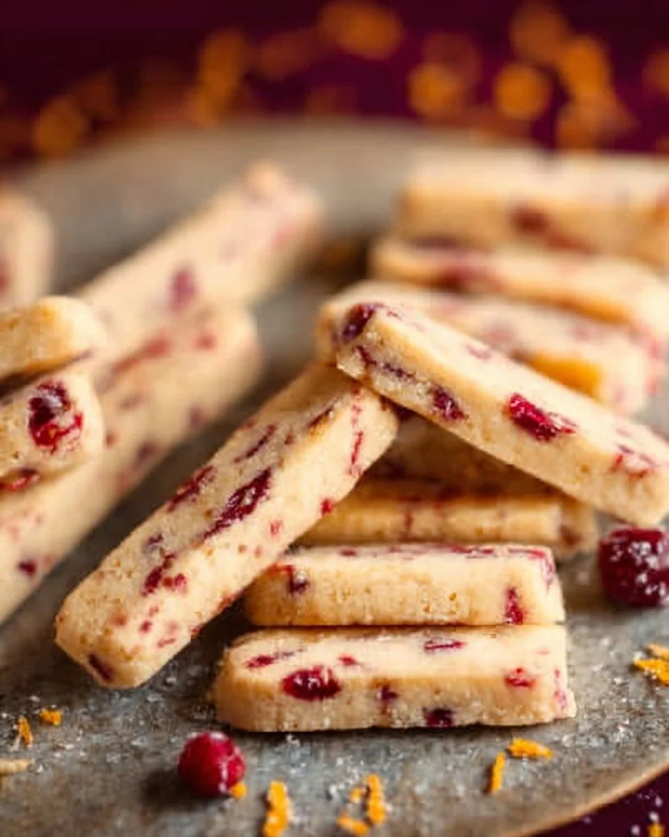 Delicious orange cranberry shortbread cookies on a plate