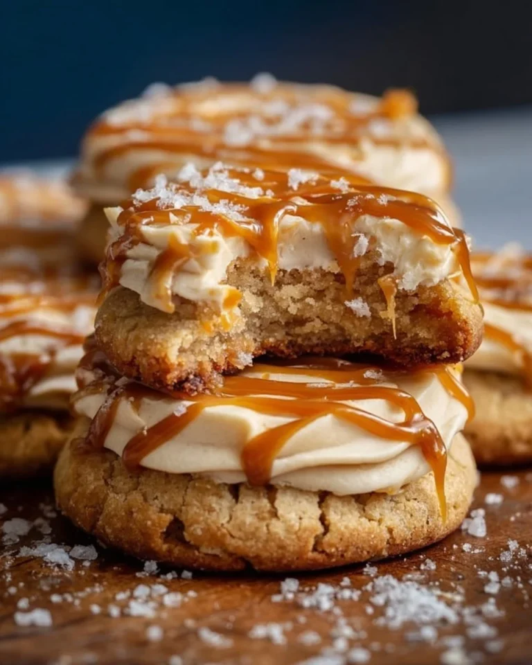 Delicious salted caramel cheesecake cookies on a plate