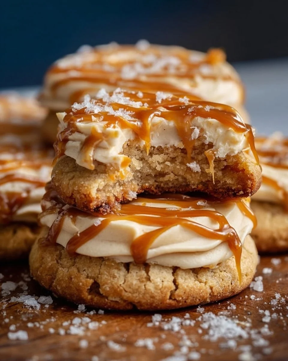 Delicious salted caramel cheesecake cookies on a plate