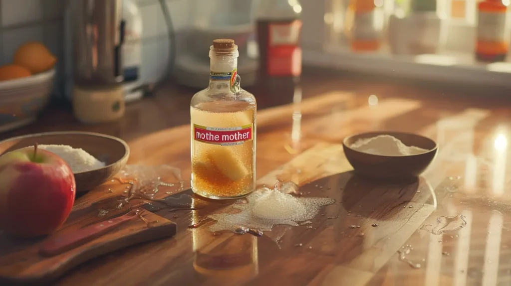 apple cider vinegar and baking soda tonic fizzing chemical reaction