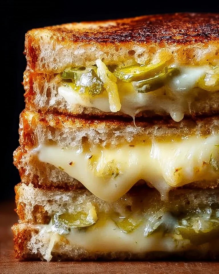 Delicious dill pickle grilled cheese sandwich with crispy edges and melted cheese