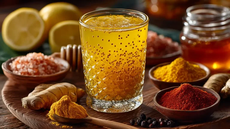 Amazing Brazilian Zepbound Ingredients: Full Recipe 2025 v2 15 brazilian zepbound ingredients golden drink with turmeric cayenne pink salt natural recipe