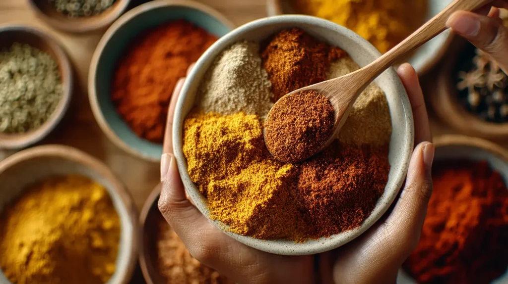 pre-mixing brazilian zepbound ingredients dry spices turmeric cinnamon cayenne preparation step