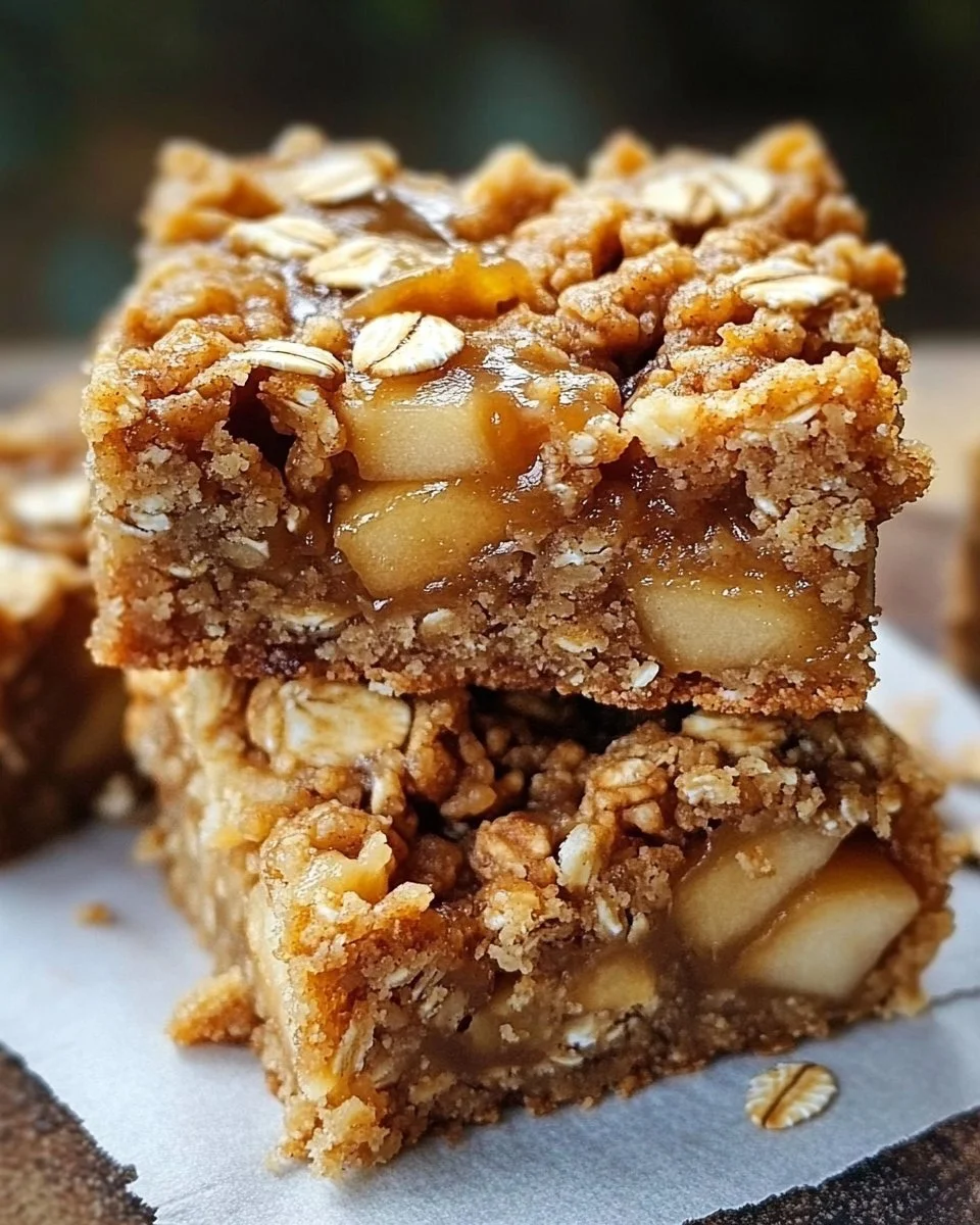 Delicious caramel apple oatmeal cookie bars baked in a tray
