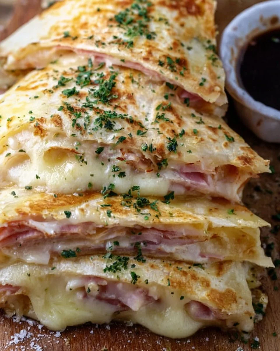Delicious Chicken Cordon Bleu Quesadillas with chicken, ham, and cheese