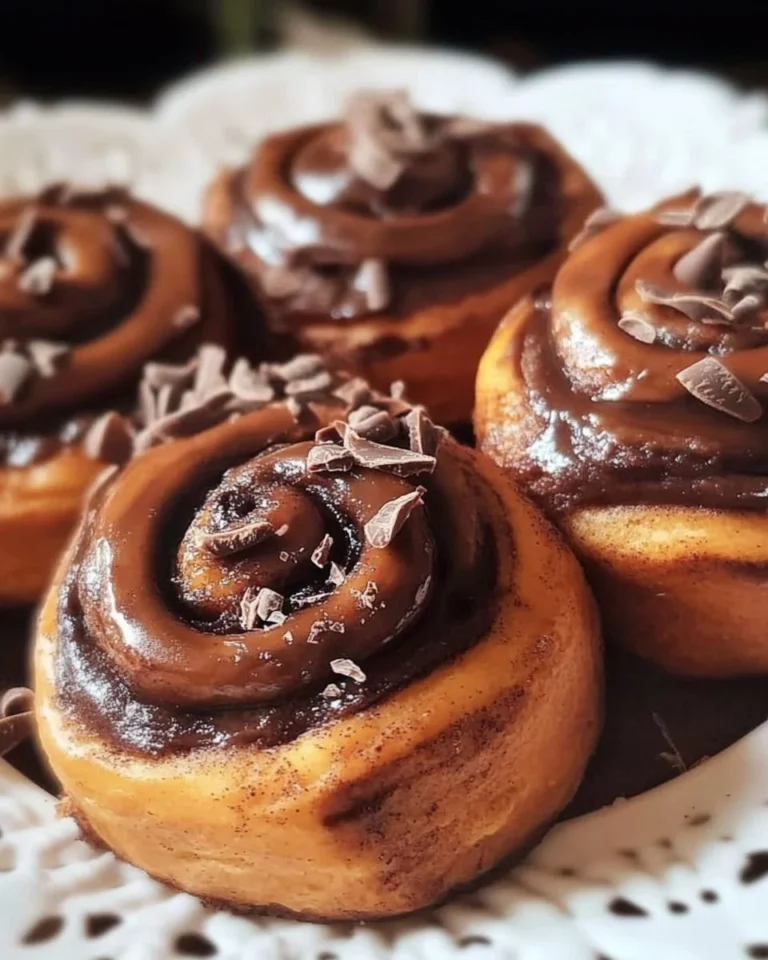 Delicious chocolate cinnamon rolls topped with creamy frosting