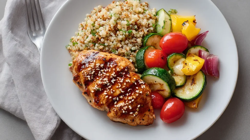 Balanced plate that fits into a daily gelatin trick meal plan.