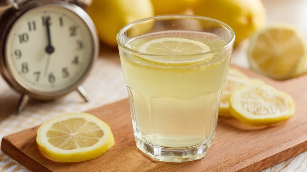Glass of gelatin drink used in a gelatin trick meal plan before lunch.