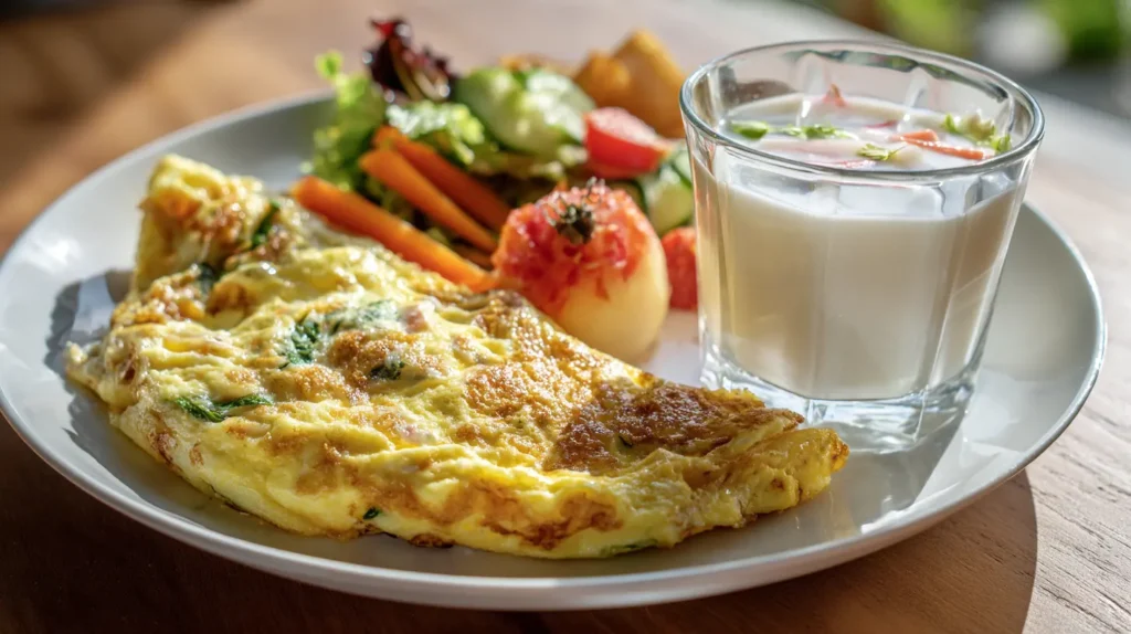 High-protein meal with egg whites and a small gelatin cup for gelatin vs protein for weight loss.