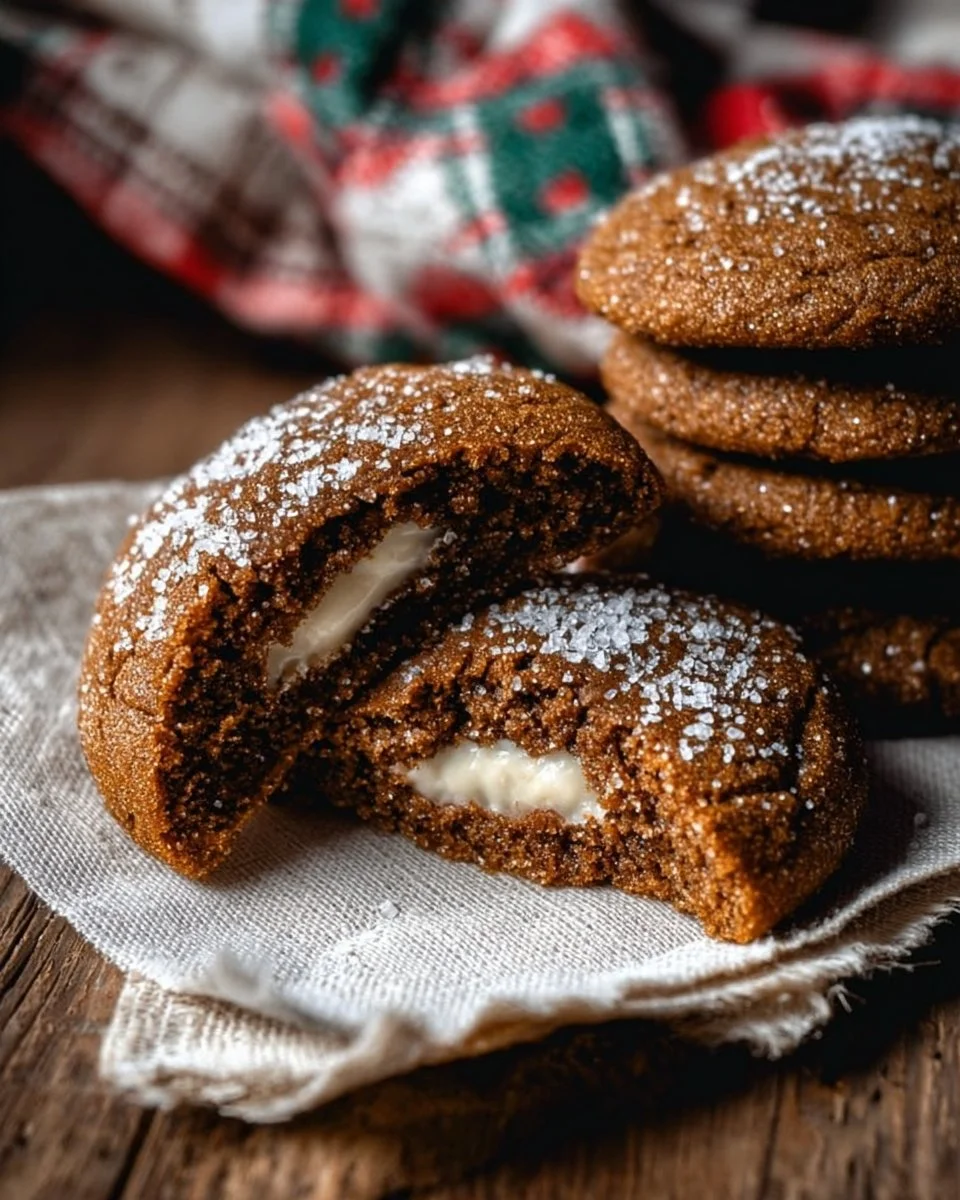 Delicious Gingerbread Cheesecake Cookies on a festive plate.