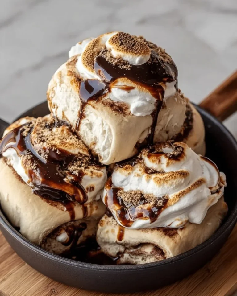 Delicious homemade gooey s'mores rolls with chocolate and marshmallows