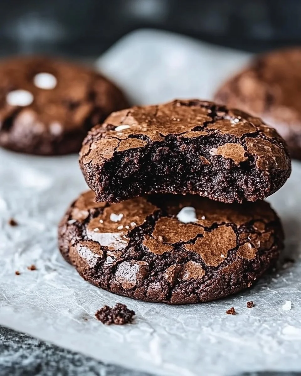 Gourmet brownie cookies displayed on a rustic wooden table.