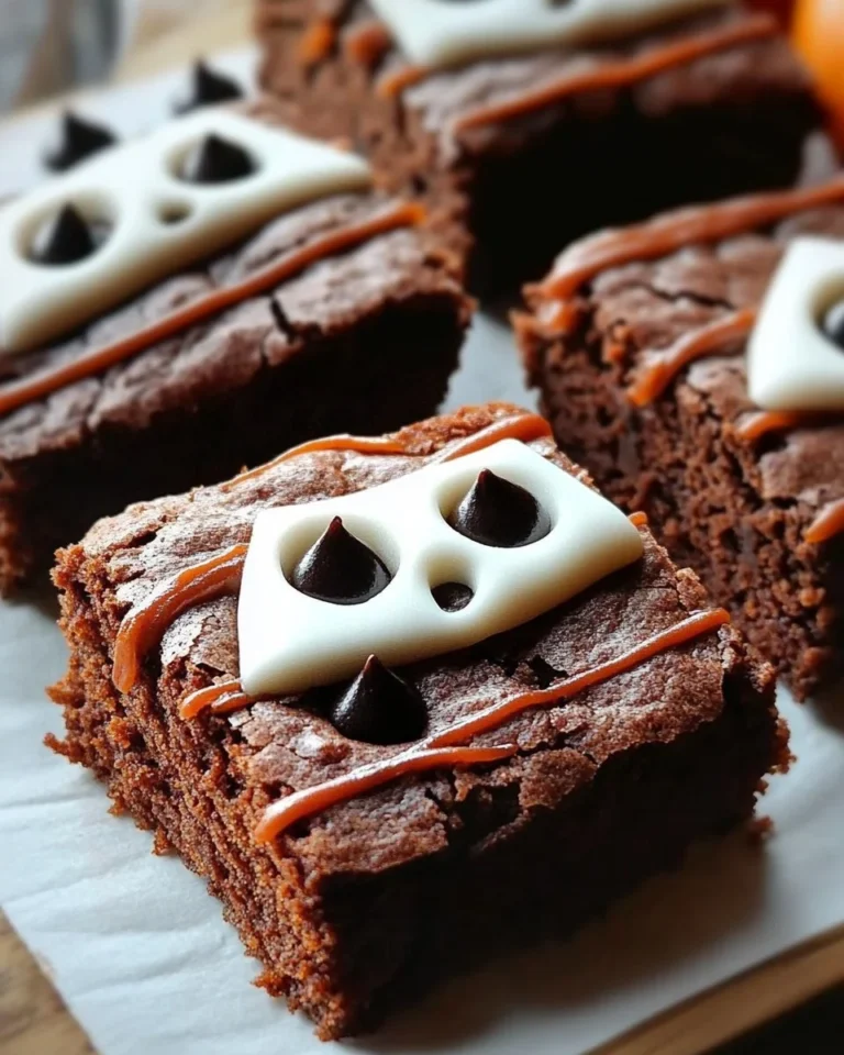 Delicious Halloween brownies decorated with festive themes and spooky designs.