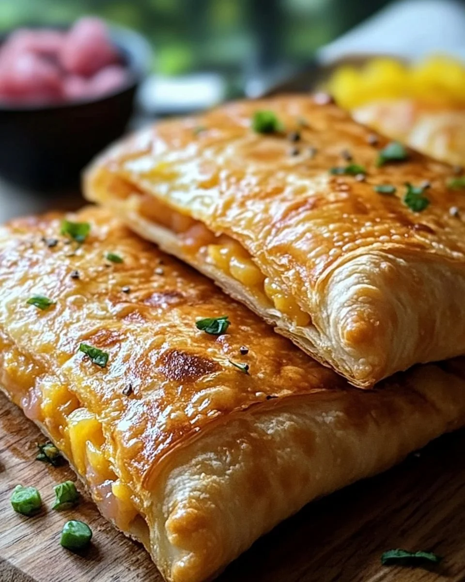 Homemade breakfast hot pockets filled with eggs and cheese