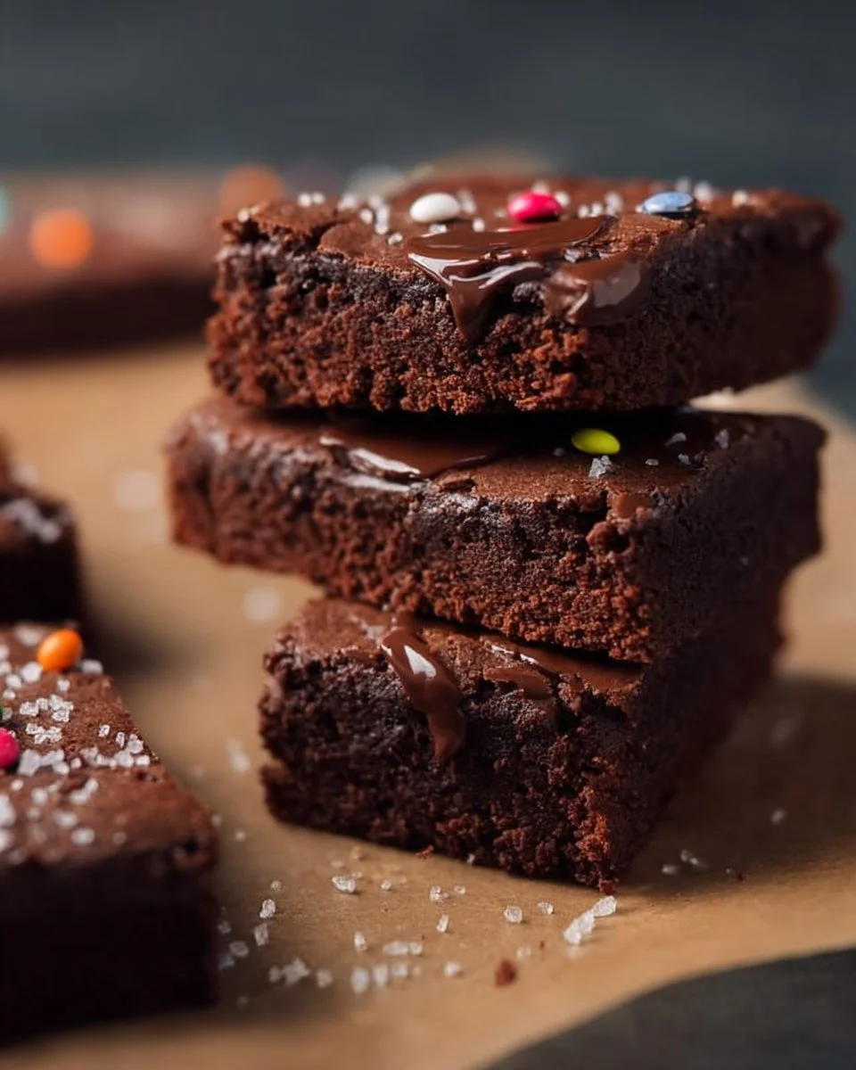 Delicious homemade cosmic brownies topped with vibrant sprinkles.