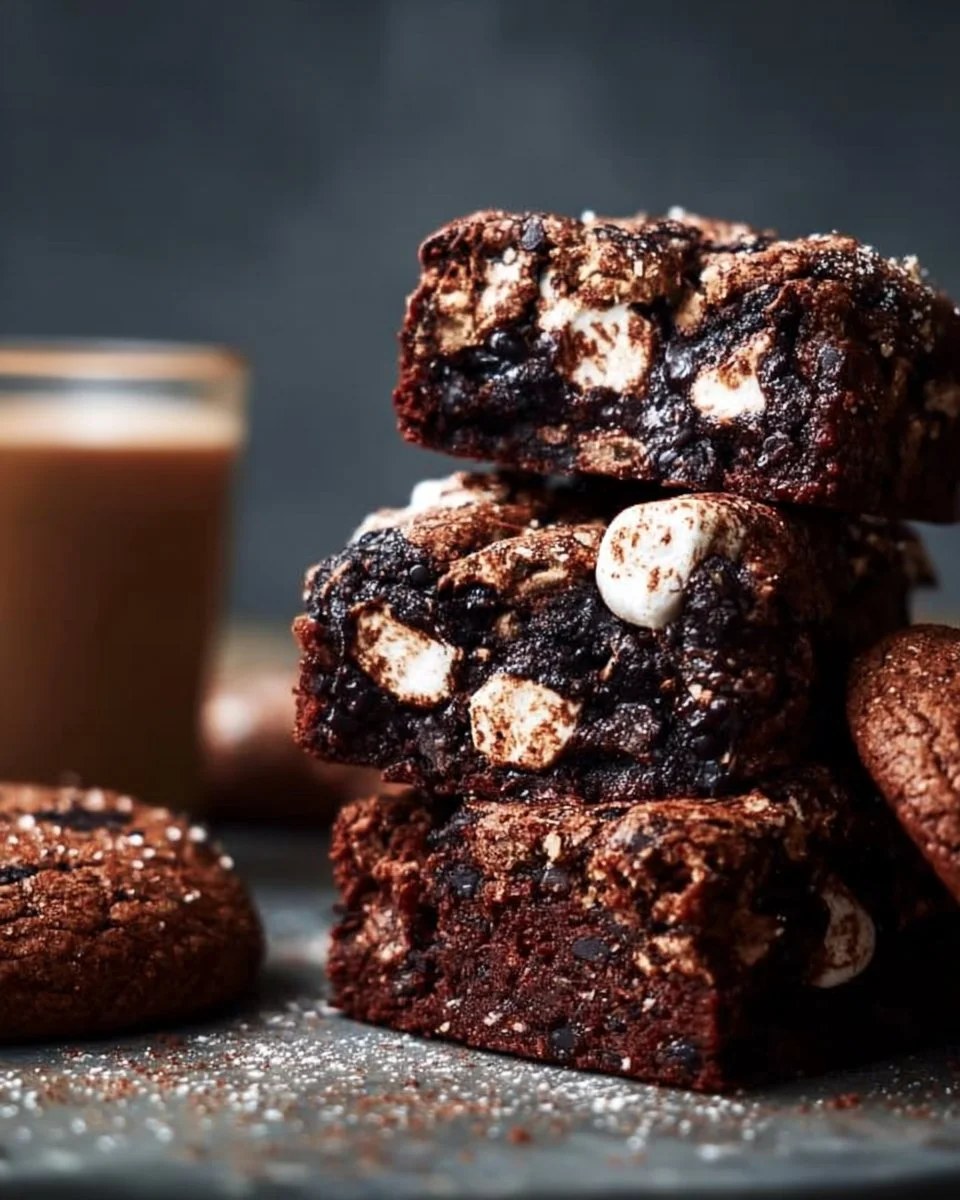Delicious hot chocolate cookies with melted chocolate chunks and cocoa