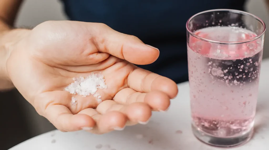 Woman checking swollen fingers while wondering how much pink salt daily is too much.