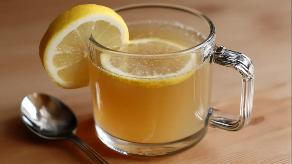 Close-up of how to make gelatin drink for weight loss as a hot pre-meal drink.