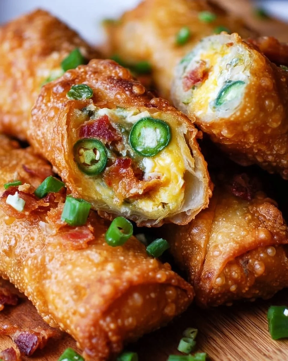 Crispy jalapeno popper egg rolls served with dipping sauce