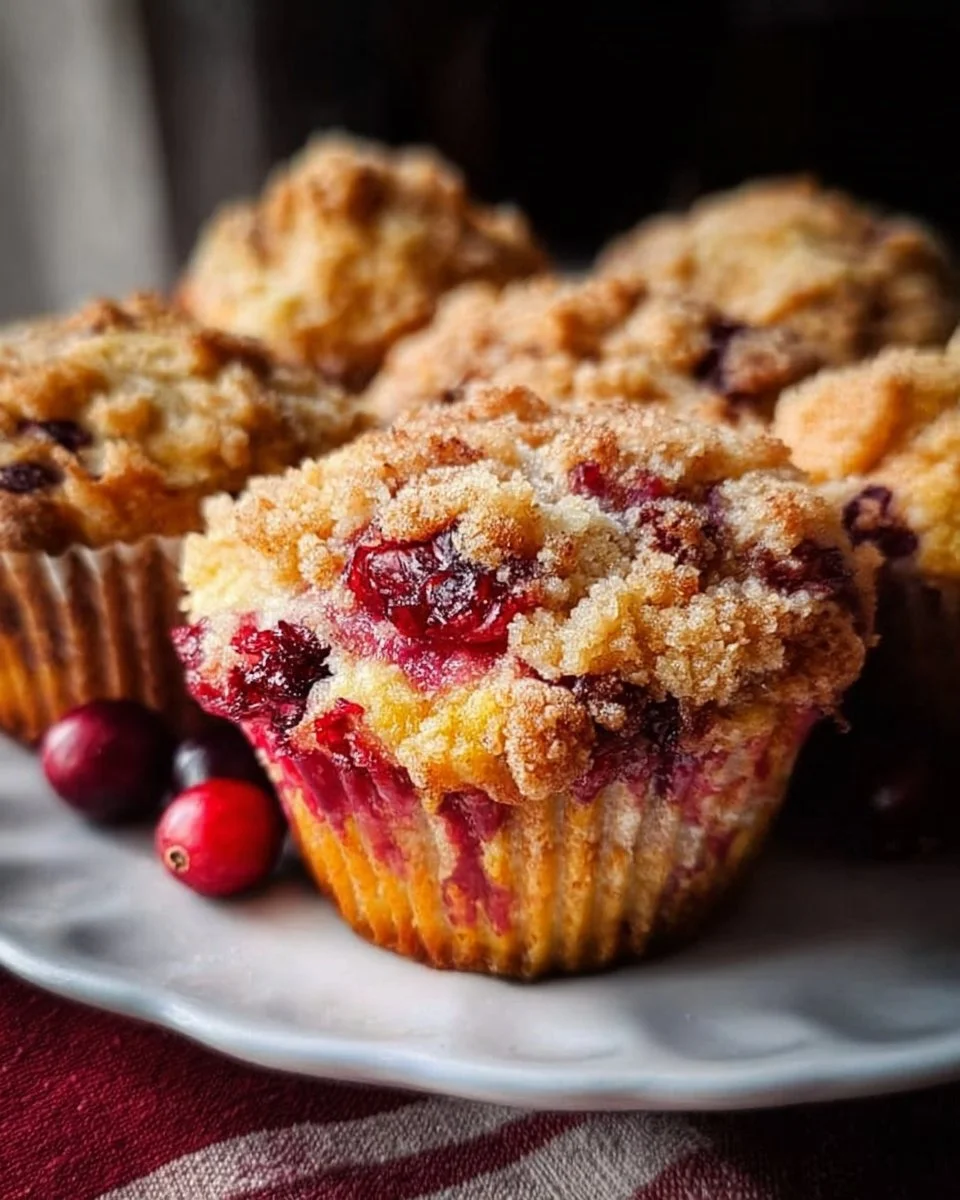 Delicious cranberry sauce muffins with coffee cake flavor made from leftovers
