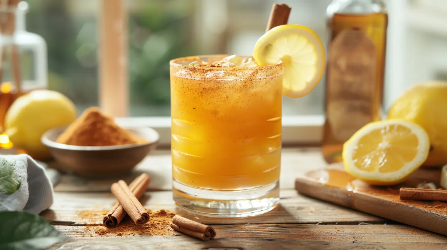 Natural mounjaro recipe drink in glass with fresh ingredients on wooden table